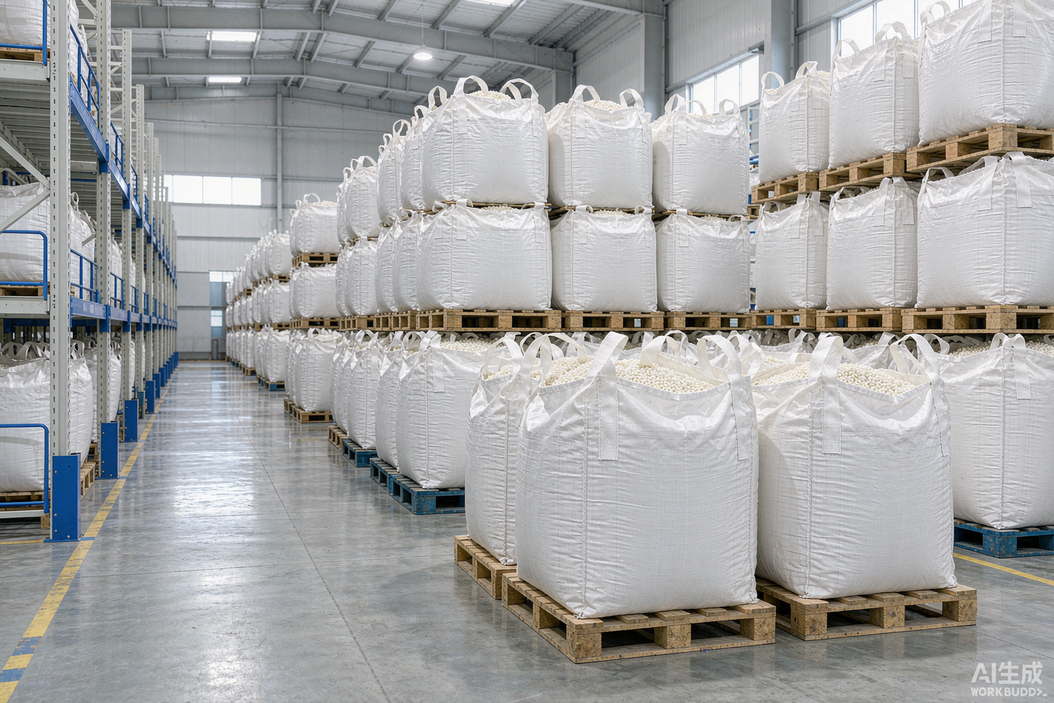 Woqin bonded warehouse with palletized 树脂 bags